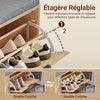 SoBuy FSR211-N Banc à Chaussures avec Assise Rembourrée Lin, 3 Abattants Slim 24cm, 8 Paires Pointure 47, Charge 237 kg pour Entrée – 100x24x50 cm, Naturel