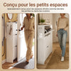SoBuy FSR220-W Armoire à Chaussures Slim 24 cm – 4 Abattants, 12 Paires, Rangements Latéraux, Crochets, Style Nordique, Blanc