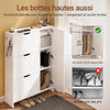SoBuy FSR220-W Armoire à Chaussures Slim 24 cm – 4 Abattants, 12 Paires, Rangements Latéraux, Crochets, Style Nordique, Blanc