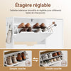 SoBuy FSR220-W Armoire à Chaussures Slim 24 cm – 4 Abattants, 12 Paires, Rangements Latéraux, Crochets, Style Nordique, Blanc