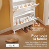 SoBuy FSR221-W Meuble Chaussures Meuble à Chaussures Extra Plat 19 cm, Rangement Jusqu’à Taille 47, avec Crochets et Étagère Ouverte pour Petit Appartement Couloir Entrée Blanc 60x19x119 cm