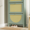 SoBuy FSR222-GR Armoire à Chaussures 3 Abattants en Rotin – 12 à 18 Paires, Style Scandinave – 62×25×121 cm, Vert