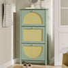 SoBuy FSR222-GR Armoire à Chaussures 3 Abattants en Rotin – 12 à 18 Paires, Style Scandinave – 62×25×121 cm, Vert