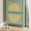 SoBuy FSR223-GR Armoire à Chaussures Cannage 2 Abattants et 1 Tiroir – 12 Paires, Meuble d'Entrée – 62×25×97 cm, Vert