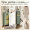 SoBuy FSR223-GR Armoire à Chaussures Cannage 2 Abattants et 1 Tiroir – 12 Paires, Meuble d'Entrée – 62×25×97 cm, Vert