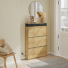 SoBuy FSR226-E-N Meuble à Chaussures 3 Abattants Chêne Clair – Armoire à Chaussures Étroite avec Séchage et Désodorisation, Meuble d'Entrée en Bois pour Couloir – 78×19×115,4 cm, Charge 25 kg