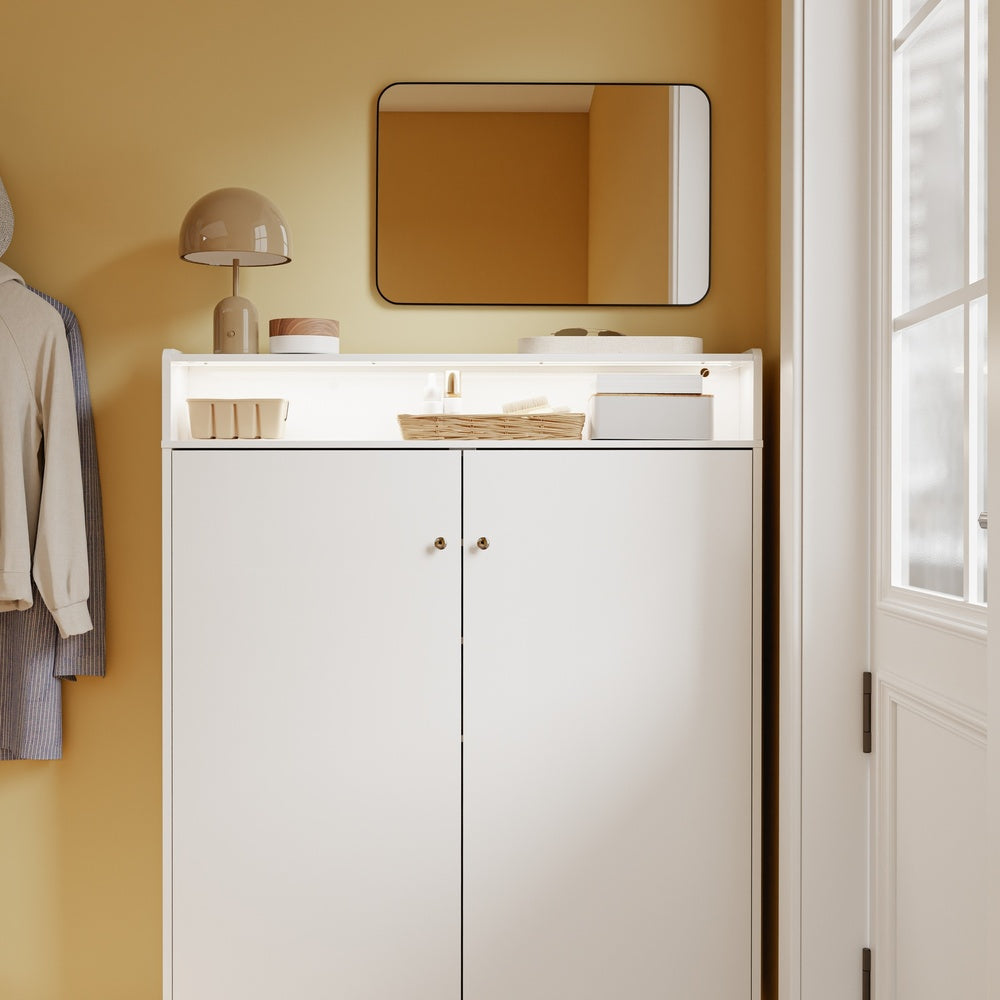 SoBuy FSR227-E-W Meuble à Chaussures Blanc – Armoire à Chaussures Ultra-Étroite 15 cm avec Étagère Ouverte – 98×15×123,5 cm, Charge 50 kg
