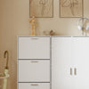 SoBuy FSR231-W Meuble à Chaussures en Bois 2 Portes – Armoire à Chaussures Mince avec Abattants pour Entrée, Blanc Mat – 115,5×14,5×117 cm, Charge 58 kg