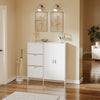 SoBuy FSR231-W Meuble à Chaussures en Bois 2 Portes – Armoire à Chaussures Mince avec Abattants pour Entrée, Blanc Mat – 115,5×14,5×117 cm, Charge 58 kg