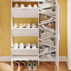 SoBuy FSR233-W Meuble à Chaussures Blanc avec Miroir – Armoire à Chaussures 10 Paires, Vestiaire d'Entrée 14 cm de Profondeur – 83×14×197 cm, Charge 66 kg