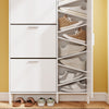 SoBuy FSR233-W Meuble à Chaussures Blanc avec Miroir – Armoire à Chaussures 10 Paires, Vestiaire d'Entrée 14 cm de Profondeur – 83×14×197 cm, Charge 66 kg
