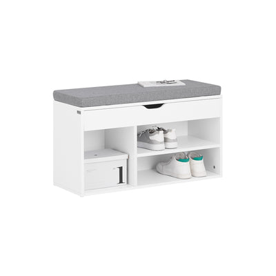 SoBuy FSR45-HG Banc à Chaussures avec Coussin Rembourré et Rangement pour Bottes, Meuble d'Entrée – 80x30x46 cm, Gris