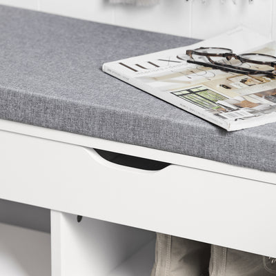 SoBuy FSR45-HG Banc à Chaussures avec Coussin Rembourré et Rangement pour Bottes, Meuble d'Entrée – 80x30x46 cm, Gris