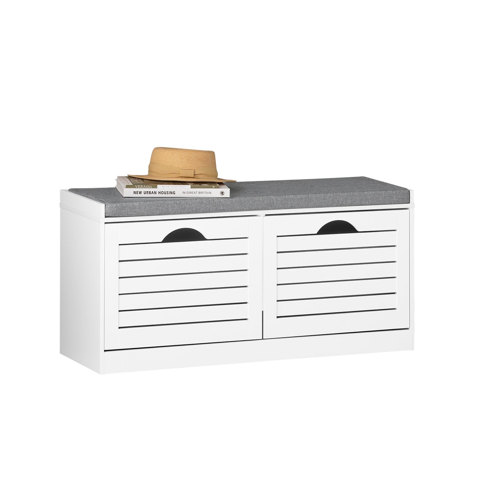 YMYNY HSC002R Petit banc de rangement à chaussures avec coussin et tiroir, 2 niveaux réglables avec siège, banc à chaussures en bois pour entrée, salon, couloir, chambre à coucher, naturel clair
