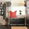 SoBuy FSR63-II-SCH Banc à Chaussures avec Coussin Rembourré et 2 Portes, Meuble d'Entrée – 91x30x50 cm, Noir