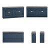 SoBuy FSR64-B Banc à Chaussures 2 Abattants avec Coussin Rembourré, Tiroir et Crochet pour Entrée – 104x24x51 cm, Bleu