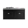 SoBuy FSR64-SCH Banc à Chaussures 2 Abattants avec Coussin Rembourré, Coffre de Rangement pour Entrée – 104x24x51 cm, Noir