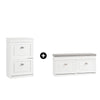 SoBuy Lot FSR64-W + FSR78-W – Ensemble Meubles à Chaussures Blanc, Banc avec Coussin + Meuble 2 Abattants, Rangement Entrée Étroit, Set 2 Pièces