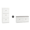 SoBuy Lot Meubles à Chaussures Blanc FSR94-W + FSR64-W – Armoire 3 Abattants 12 Paires & Banc à Chaussures avec Rangement & Coussin, Entrée Étroit