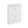 SoBuy FSR78-L-W Armoire à Chaussures 2 Abattants, Rangement 12 Paires, Slim 24cm pour Entrée Couloir – 75x24x96 cm, Blanc
