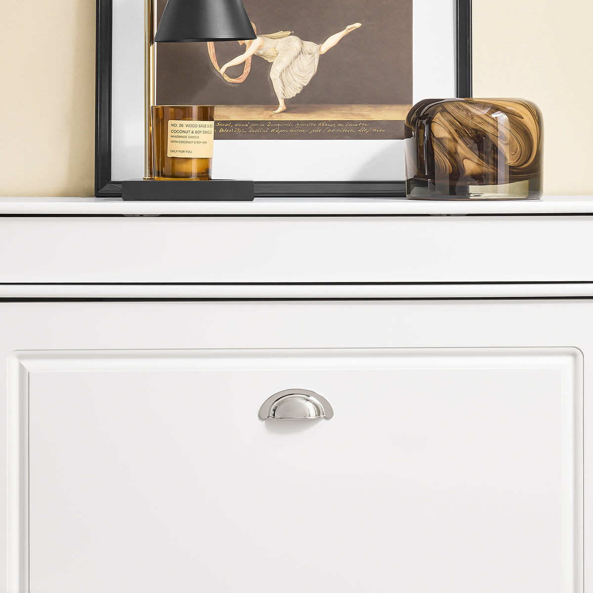 SoBuy FSR78-L-W Armoire à Chaussures Slim 24 cm – 2 Abattants, 12 Paires, Tiroir, Dos Ventilé, 75×24×96 cm, Blanc