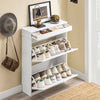 SoBuy FSR78-L-W Armoire à Chaussures 2 Abattants, Rangement 12 Paires, Slim 24cm pour Entrée Couloir – 75x24x96 cm, Blanc