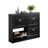 SoBuy FSR79-SCH Armoire à Chaussures 4 Abattants, Rangement 16 Paires pour Entrée Couloir – 105x24x83 cm, Noir