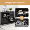 SoBuy FSR79-SCH Armoire à Chaussures 4 Abattants, Rangement 16 Paires pour Entrée Couloir – 105x24x83 cm, Noir