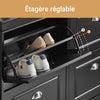SoBuy FSR79-SCH Armoire à Chaussures 4 Abattants, Rangement 16 Paires pour Entrée Couloir – 105x24x83 cm, Noir