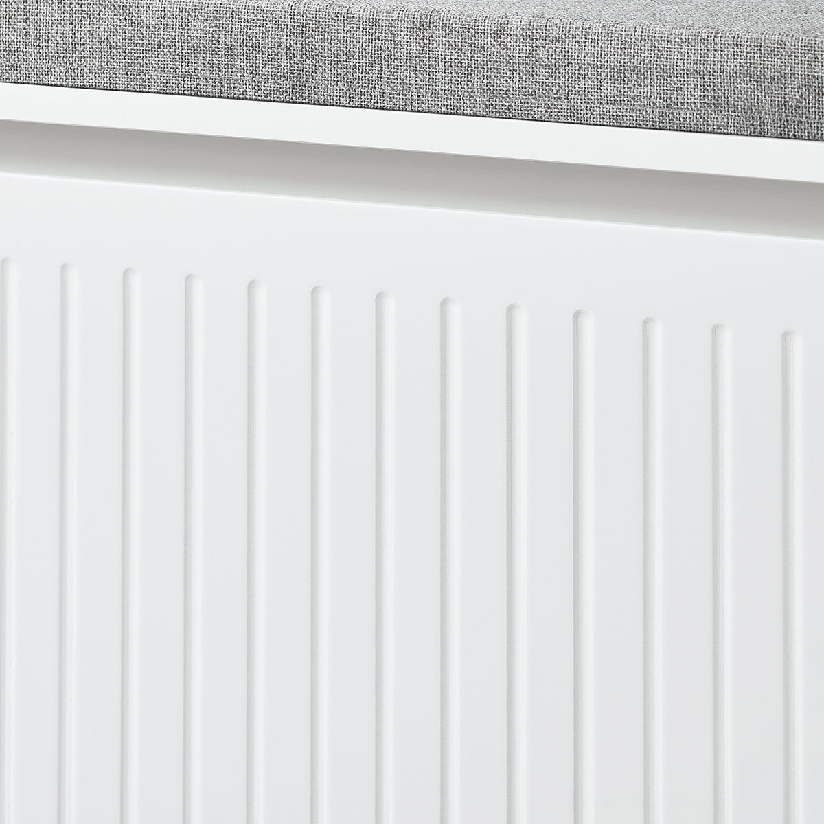 SoBuy FSR98-L-W Banc à Chaussures avec Coussin Rembourré et 1 Abattant pour Entrée Couloir – 80x26x45 cm, Blanc
