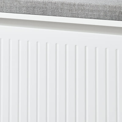 SoBuy FSR98-L-W Banc à Chaussures avec Coussin Rembourré et 1 Abattant pour Entrée Couloir – 80x26x45 cm, Blanc