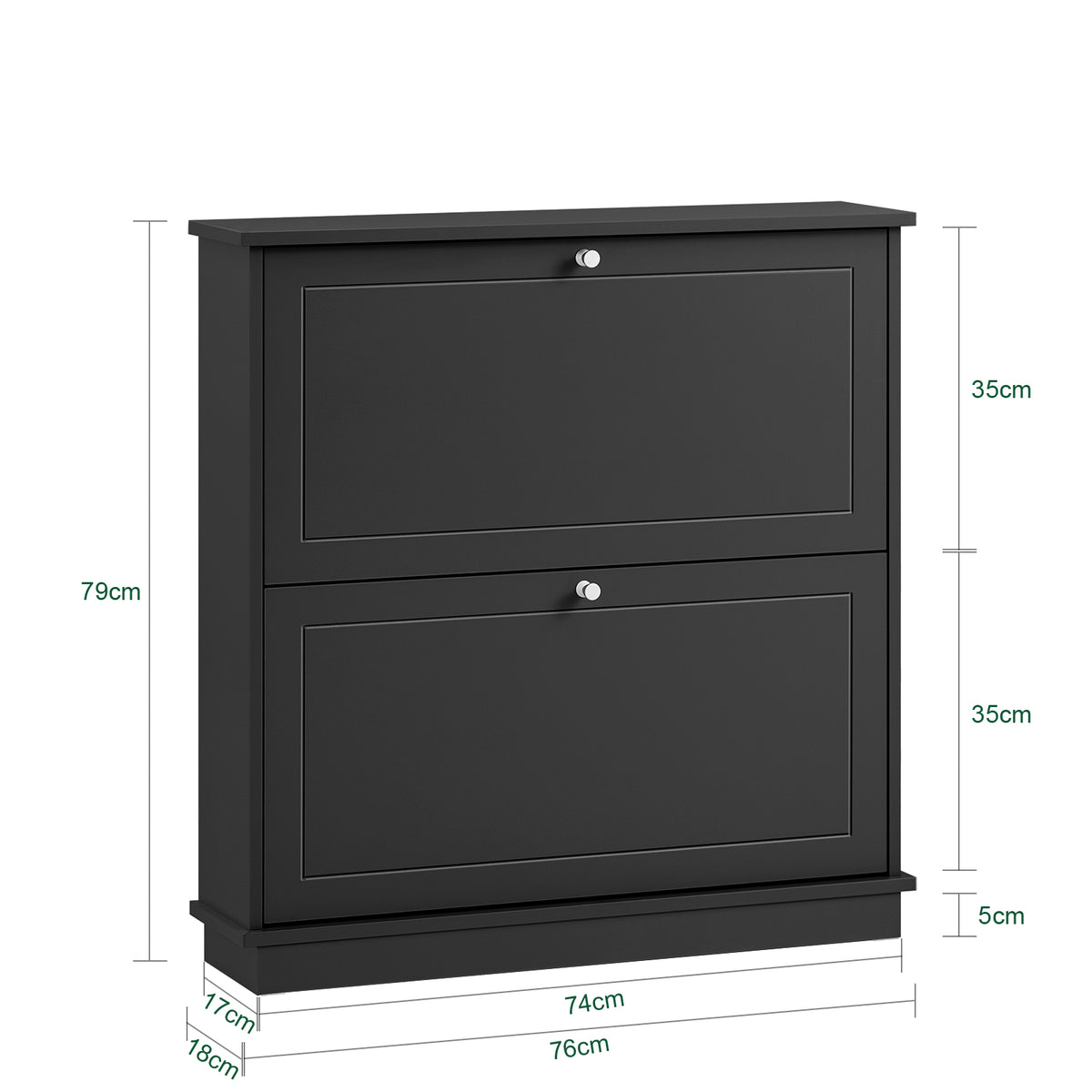 SoBuy FSR99-SCH Meuble à Chaussures Ultra-Slim 18cm, 2 Abattants, 8-10 Paires, Charge 30 kg – 76x18x78 cm, Noir