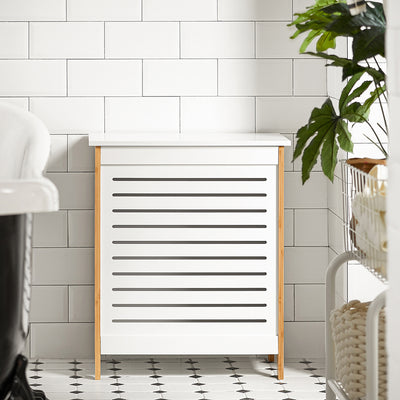 SoBuy FSS66-WN Corbeille à Linge, Coffre à Linge, Panier de Rangement, Corbeille Linge Sale avec Couvercle, Porte Vêtement Pour Laverie Salle de Bain