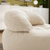 SoBuy FST100-MI Fauteuil Relax Scandinave avec Pouf et Dossier Inclinable – Velours Côtelé – 110×125×65 cm, Blanc Crème