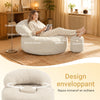 SoBuy FST100-MI Fauteuil Relax Scandinave avec Pouf et Dossier Inclinable – Velours Côtelé – 110×125×65 cm, Blanc Crème