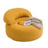 SoBuy FST100-Y Fauteuil Relax Scandinave en Velours Côtelé Jaune avec Pouf – Dossier Inclinable – 110×125×65 cm, Jaune