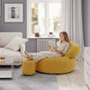 SoBuy FST100-Y Fauteuil Relax Scandinave en Velours Côtelé Jaune avec Pouf – Dossier Inclinable – 110×125×65 cm, Jaune