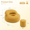 SoBuy FST100-Y Fauteuil Relax Scandinave en Velours Côtelé Jaune avec Pouf – Dossier Inclinable – 110×125×65 cm, Jaune