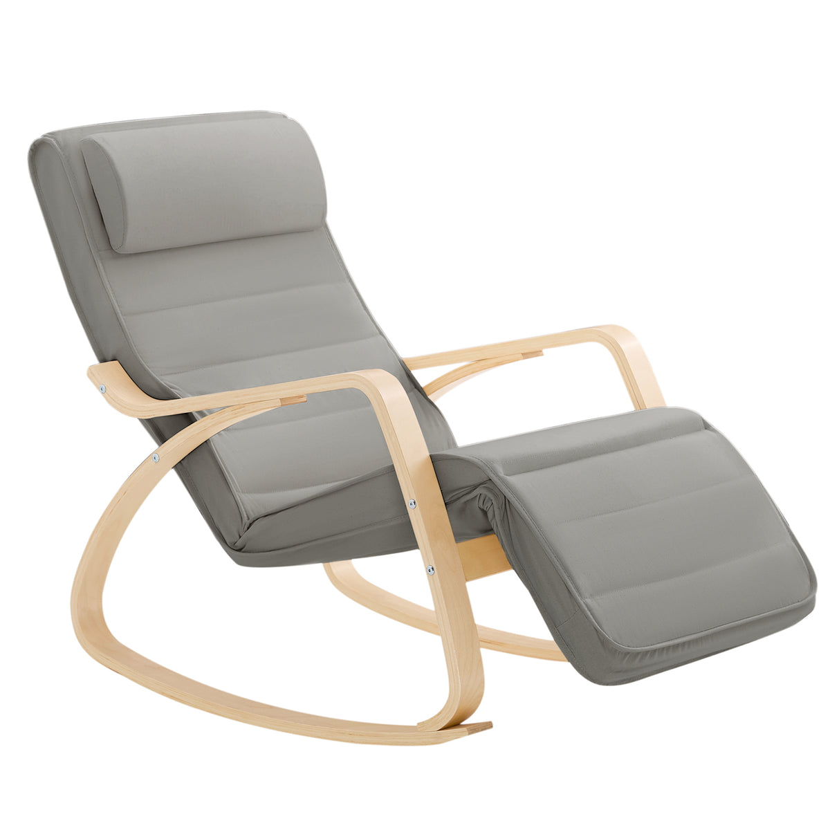 SoBuy FST16-DG Fauteuil a Bascule, Relax Rocking Chair, Chaise a Bascule avec Repose-Pieds et Appui-tête réglables, Gris
