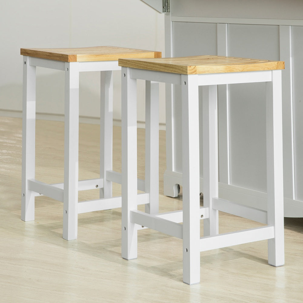 SoBuy FST29-WNx2 Lot de 2 Chaises Tabourets de Cuisine en Bois avec Repose-Pieds