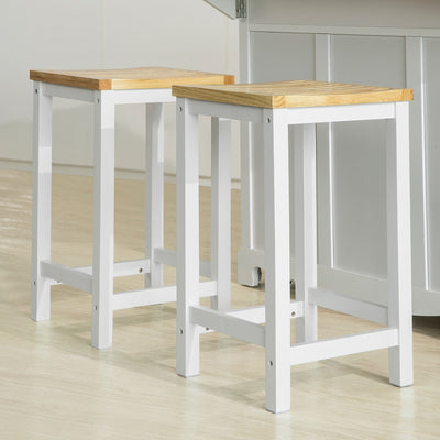 SoBuy FST29-WNx2 Lot de 2 Chaises Tabourets de Cuisine en Bois avec Repose-Pieds