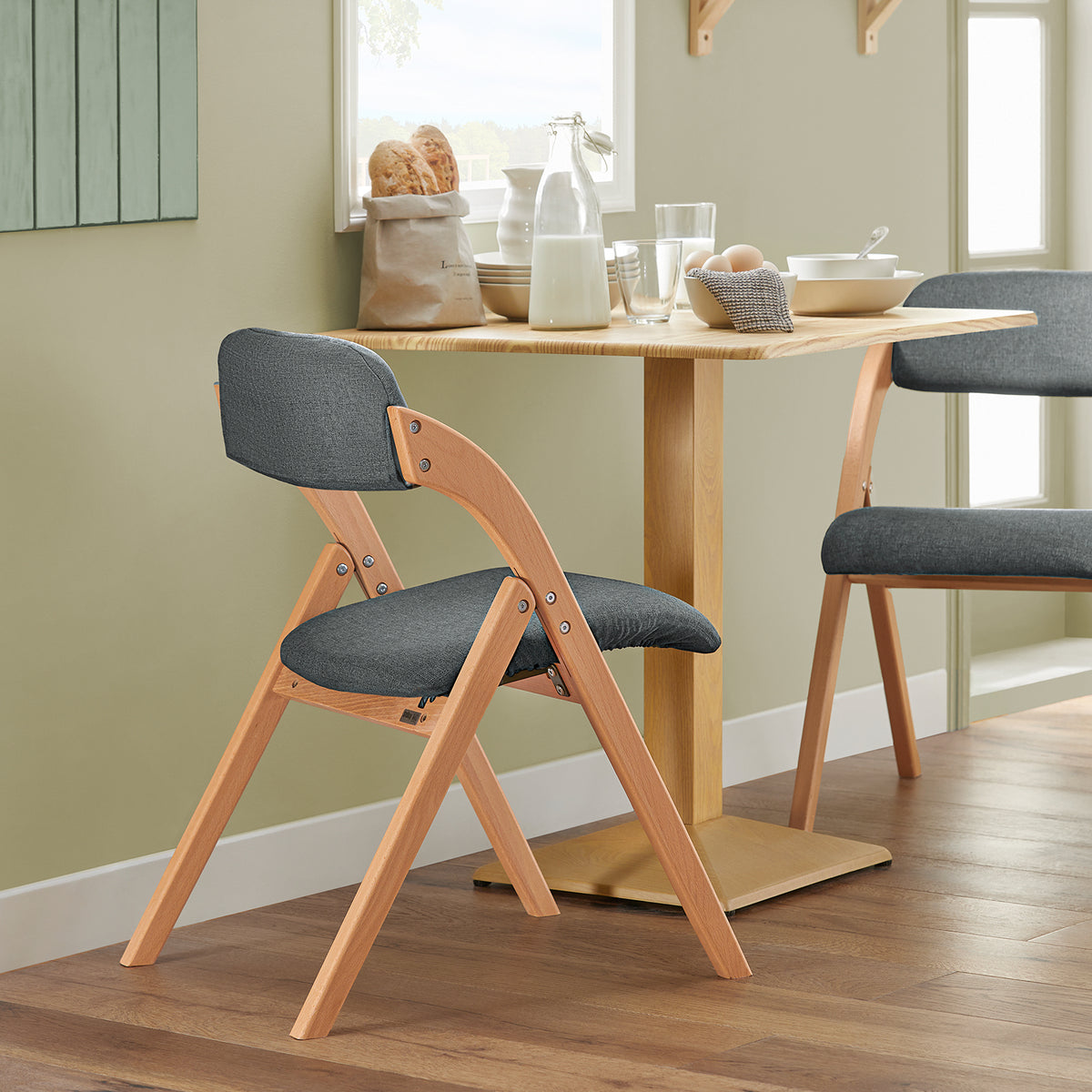 SoBuy FST92-SG Chaise Pliante Rembourrée en Bois – Gris Foncé
