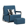 SoBuy FST99-B Fauteuil de Salon en Velours avec Repose-Pieds – Design Industriel Confortable – 59,5×67×78 cm, Bleu Nuit
