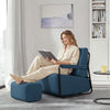 SoBuy FST99-B Fauteuil de Salon en Velours avec Repose-Pieds – Design Industriel Confortable – 59,5×67×78 cm, Bleu Nuit