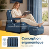 SoBuy FST99-B Fauteuil de Salon en Velours avec Repose-Pieds – Design Industriel Confortable – 59,5×67×78 cm, Bleu Nuit