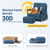 SoBuy FST99-B Fauteuil de Salon en Velours avec Repose-Pieds – Design Industriel Confortable – 59,5×67×78 cm, Bleu Nuit
