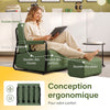 SoBuy FST99-SY Fauteuil Relax en Velours Côtelé avec Repose-Pieds – Design Pliable – 59×74×78 cm, Vert Foncé