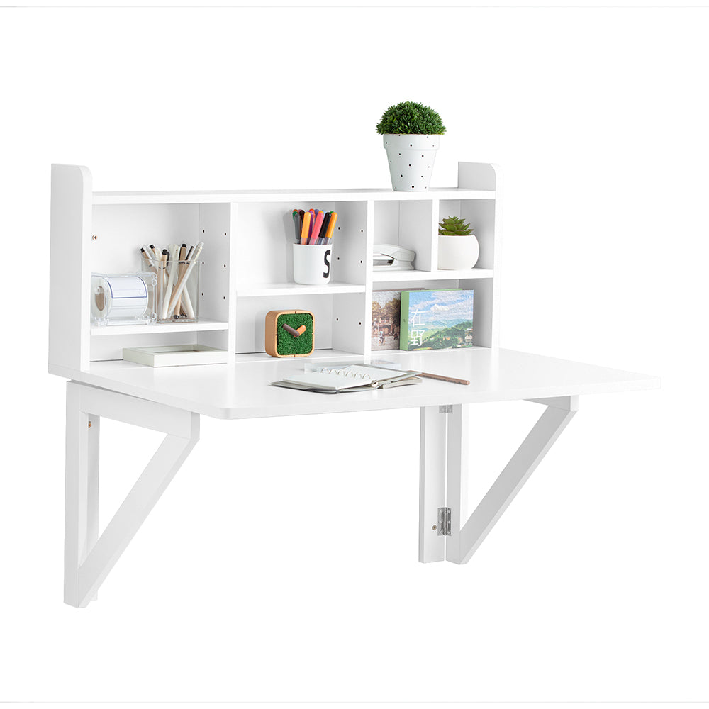 FWT07-II-W Bureau Table Murale Rabattable avec Armoire Murale in