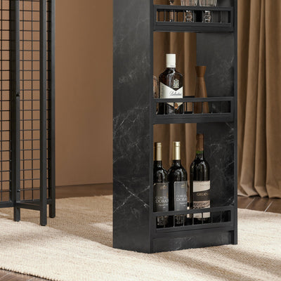 SoBuy FWT100-SCH Table de Bar Design Table Bistrot avec 3 Étagères Table Haute de Cuisine Effet Marbre