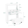 SoBuy FWT105-II-W Bureau Rabattable Ultra-fin 25 cm avec Étagères et Boîte Coulissante à Roulettes – Blanc, 64×25×100,6 cm